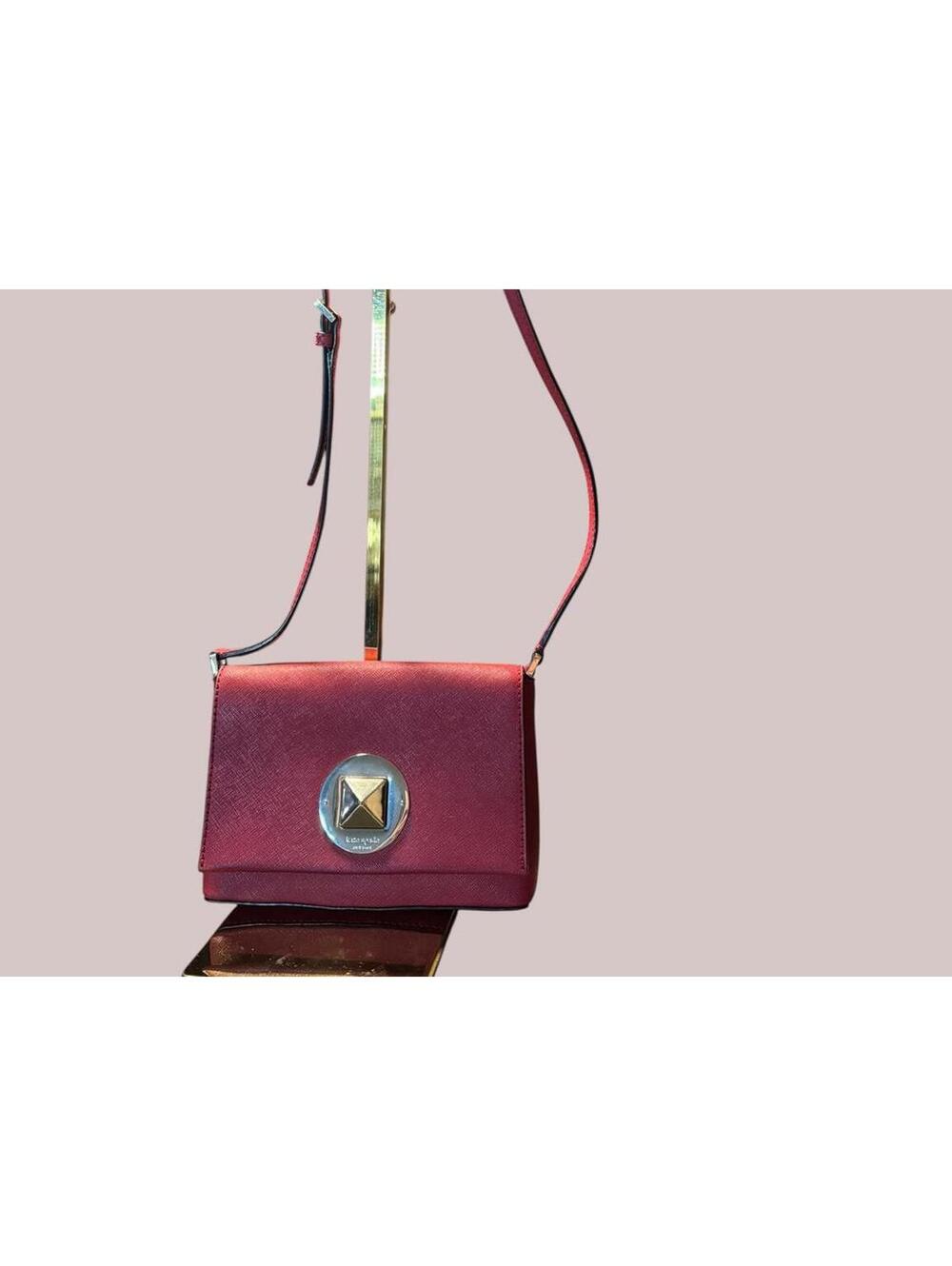 Kate Spade Dark Red Crossbody Bag with Gold Accent